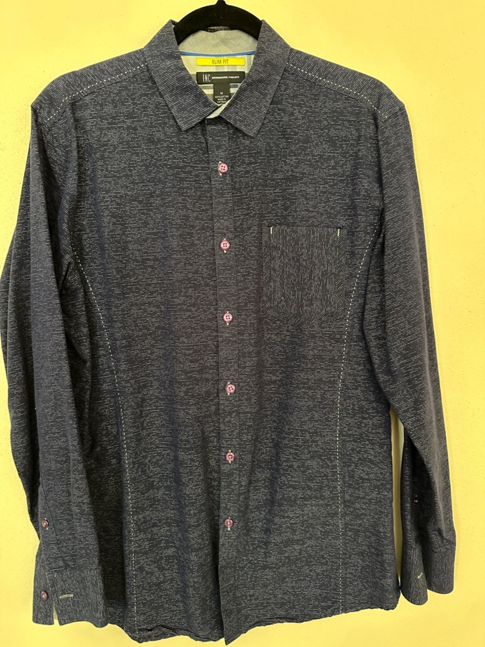 INC International Concepts Slim Fit Navy Button-Up Shirt